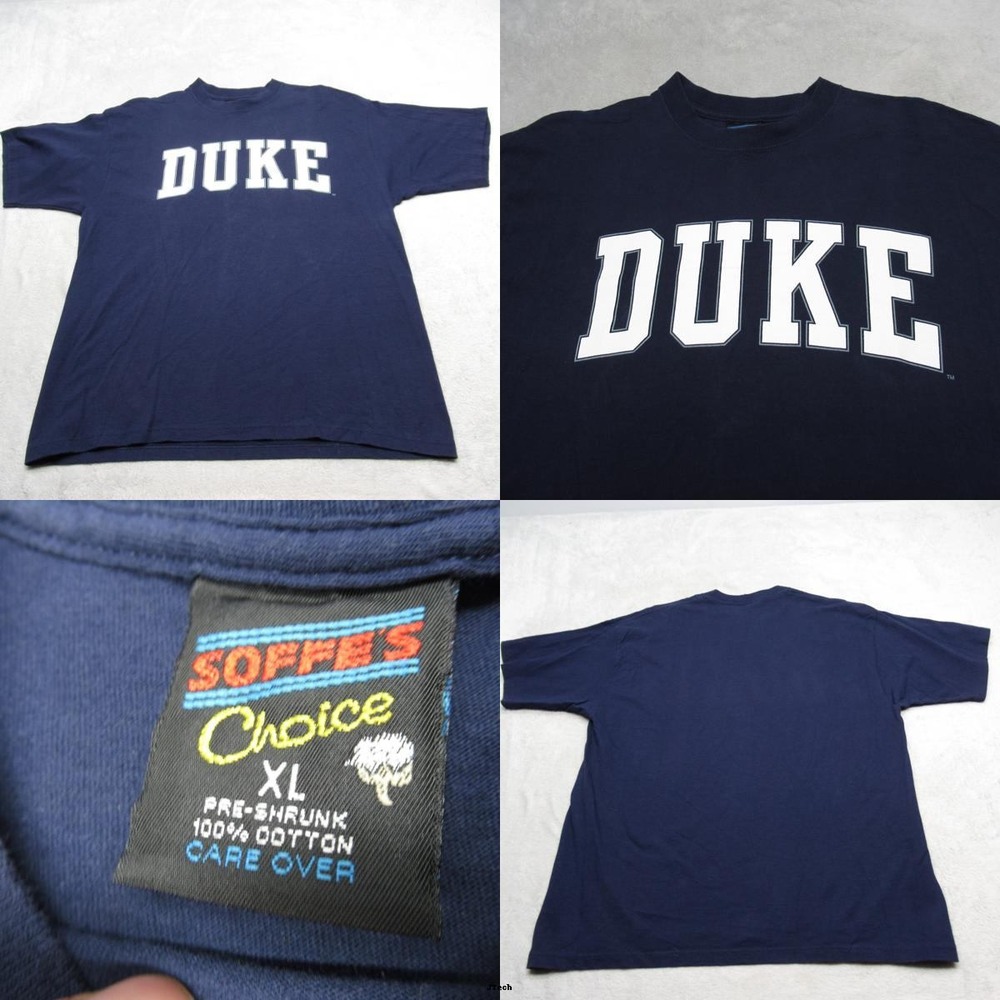 Vintage Duke Shirt Men XL Blue NCAA‎ Cotton Short Sleeve USA MADE 80s 90s